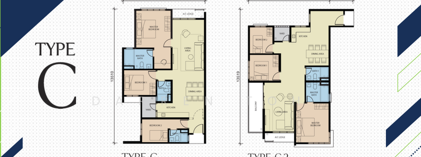 Floor plan: 4-bedroom 3-bathroom unit; features: open-plan kitchen-dining-living, master bedroom with ensuite bathroom, balcony off living room, utility room, 2 car porch, central foyer, all bedrooms with windows, study or 4th bedroom.