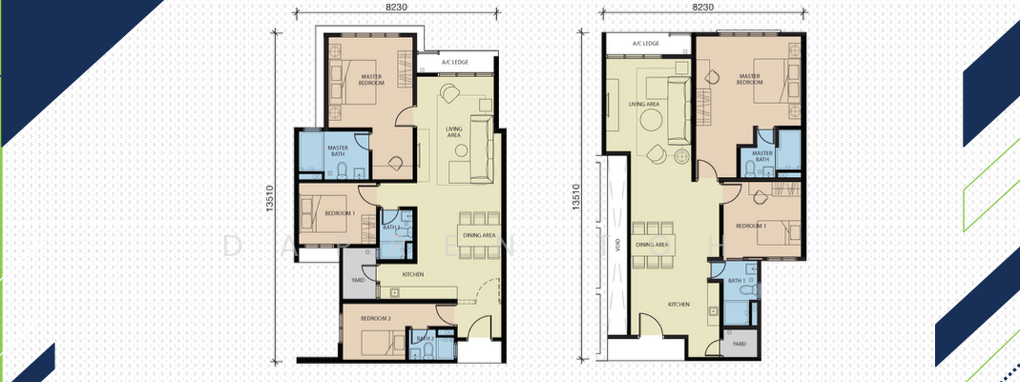 Floor plan: 4-bedroom 3-bathroom unit; features: open-plan kitchen-dining-living, master bedroom with ensuite bathroom, bedroom 2 with shared bathroom, utility room, laundry area, balcony off living room, private terrace, 2 car porch, central foyer, straight corridor, 1,250 sqft built-up.