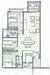 Floor plan: 3-bedroom 2-bathroom unit; features: open-plan kitchen-dining-living, master bedroom with ensuite bathroom, bedroom 2 with shared bathroom, utility room, balcony off living room, central foyer, 2 car porch, 1,200 sqft built-up.