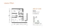 Floor plan: 3-bedroom 2-bathroom unit; features: open-plan kitchen-dining-living, master bedroom with ensuite bathroom, balcony off living room, utility room, laundry area, central foyer, 2 car porch, 1,250 sqft built-up.