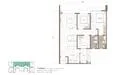 Floor plan: 3-bedroom 2-bathroom unit; features: open-plan kitchen-dining-living, master bedroom with ensuite bathroom, bedroom 2 with shared bathroom, utility room, balcony off living room, central foyer, 1 car porch.