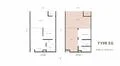 Floor plan: 2-bedroom 1-bathroom unit; features: open-plan kitchen-dining-living, master bedroom with ensuite bathroom, bedroom 2 with shared bathroom, utility room, balcony off living room, central foyer, 1 car porch.