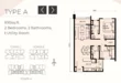 Floor plan: 2-bedroom 2-bathroom unit; features: utility room, open-plan kitchen-dining-living, master bedroom with ensuite bathroom, balcony off living room, central foyer, 2 car porch.