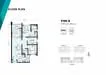 Floor plan: 3-bedroom 2-bathroom unit; features: open-plan kitchen-dining-living, master bedroom with ensuite bathroom, balcony off living room, utility room, central foyer, 2 car porch, 1,250 sqft built-up.