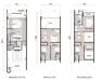 Floor plan: 3-bedroom 2-bathroom unit; features: open-plan kitchen-dining-living, master bedroom with ensuite bathroom, bedroom 2 with shared bathroom, utility room, balcony off living room, private yard, central foyer, 2 car porch.
