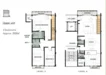 Floor plan: 3-bedroom 2-bathroom unit; features: open-plan kitchen-dining-living, master bedroom with ensuite bathroom, bedroom 2 with shared bathroom, utility room, central foyer, balcony off living room, private terrace, 1 car porch.