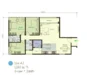 Floor plan: 3-bedroom 2-bathroom unit; features: open-plan kitchen-dining-living, master bedroom with ensuite bathroom, bedroom 2 with shared bathroom, utility room, balcony off living room, central foyer, 1 car porch.