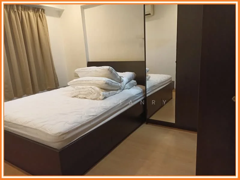 Bedroom features: queen-size bed, upholstered headboard, mirrored wardrobe, wooden flooring, floor-to-ceiling curtains, air conditioning unit, bedding with pillows, nightstand; style: modern.