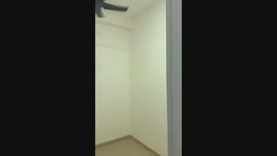 Room features: white painted walls, ceiling fan, tile flooring.