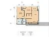 Floor plan: 2-bedroom 2-bathroom unit; features: open-plan kitchen-dining-living, master bedroom with ensuite bathroom, bedroom 2 with shared bathroom, utility room, balcony off living room, central foyer, 1 car porch.
