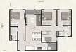 Floor plan: 3-bedroom 2-bathroom unit; features: open-plan kitchen-dining-living, master bedroom with ensuite bathroom, bedroom 2 with shared bathroom, utility room, central foyer, balcony off living room, private terrace, 2 car porch.