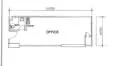 Floor plan: 1-bedroom 1-bathroom unit; features: open-plan layout, designated office area, utility room, central corridor, private entrance, dimensions marked.