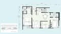 Floor plan: 2-bedroom 2-bathroom unit; features: open-plan kitchen-dining-living, master bedroom with ensuite bathroom, bedroom 2 with shared bathroom, balcony off living room, utility room, laundry area, central foyer, 1 car porch.