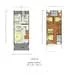 Floor plan: 2-bedroom 1-bathroom unit; features: open-plan kitchen-dining-living, master bedroom with ensuite bathroom, bedroom 2 with shared bathroom, balcony off living room, utility room, laundry area, central foyer, 1 car porch.