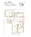 Floor plan: 3-bedroom 2-bathroom unit; features: open-plan kitchen-dining-living, master bedroom with ensuite bathroom, bedroom 2 with shared bathroom, utility room, balcony off living room, central foyer, 1 car porch, laundry area.