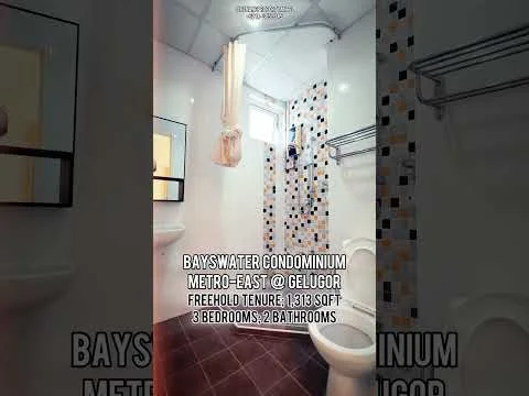 Bathroom features: white walls, ceramic tile flooring, single-sink vanity with white cabinet, chrome basin mixer faucet, framed mirror, one-piece toilet, shower with curtain, tile cladding on walls, light fixture on ceiling, towel rail; style: modern.