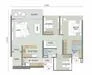 Floor plan: 3-bedroom 2-bathroom unit; features: open-plan kitchen-dining-living, master bedroom with ensuite bathroom, bedroom 2 with shared bathroom, utility room, balcony off living room, central foyer, 1 car porch, laundry area.