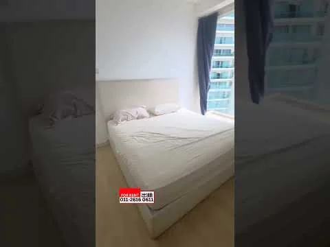 Bedroom features: queen-size bed, light-colored bedding, wooden flooring, floor-to-ceiling windows, curtains, white painted walls, nightstand, decorative wall art; style: modern; view: city.