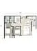 Floor plan: 2-bedroom 2-bathroom unit; features: open-plan kitchen-dining-living, master bedroom with ensuite bathroom, bedroom 2 with shared bathroom, utility room, balcony off living room, central foyer, 1 car porch, 1,200 sqft built-up.
