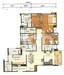 Floor plan: 3-bedroom 2-bathroom unit; features: open-plan kitchen-dining-living, master bedroom with ensuite bathroom, bedroom 2 with shared bathroom, utility room, balcony off living room, private terrace, central foyer, 1 car porch.