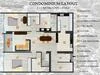 Floor plan: 3-bedroom 2-bathroom unit; features: open-plan kitchen-dining-living, master bedroom with ensuite bathroom, bedroom 2 with shared bathroom, utility room, balcony off living room, central foyer, 1 car porch, laundry area, private terrace, all bedrooms with windows.