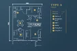 Floor plan: 2-bedroom 1-bathroom unit; features: open-plan kitchen-dining-living, master bedroom with ensuite bathroom, bedroom 2 with shared bathroom, balcony off living room, utility room, central foyer.