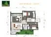 Floor plan: 3-bedroom 2-bathroom unit; features: open-plan kitchen-dining-living, master bedroom with ensuite bathroom, balcony off living room, utility room, laundry area, central foyer, 2 car porch, private yard.