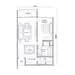 Floor plan: 2-bedroom 2-bathroom unit; features: open-plan kitchen-dining-living, master bedroom with ensuite bathroom, bedroom 2 with shared bathroom, utility room, balcony off living room, central foyer, 1 car porch.