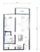 Floor plan: 1-bedroom 1-bathroom unit; features: open-plan kitchen-dining-living, master bedroom with ensuite bathroom, utility room, balcony off living room, central foyer, 1 car porch.