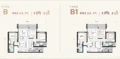Floor plan: 2-bedroom 2-bathroom unit; features: open-plan kitchen-dining-living, master bedroom with ensuite bathroom, bedroom 2 with shared bathroom, balcony off living room, utility room, laundry area, central foyer, 1 car porch.