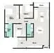 Floor plan: 3-bedroom 2-bathroom unit; features: open-plan kitchen-dining-living, master bedroom with ensuite bathroom, bedroom 2 with shared bathroom, utility room, central foyer, balcony off living room, 2 car porch, 1,200 sqft built-up.
