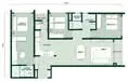 Floor plan: 3-bedroom 2-bathroom unit; features: open-plan kitchen-dining-living, master bedroom with ensuite bathroom, bedroom 2 with shared bathroom, utility room, balcony off living room, central foyer, 1 car porch.