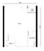 Floor plan: 1-bedroom 1-bathroom unit; features: open-plan layout, kitchen area, living area, separate bathroom, entryway, utility space.