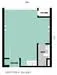 Floor plan: 1-bedroom 1-bathroom unit; features: open-plan kitchen-dining-living, master bedroom with ensuite bathroom, utility room, balcony off living room, central foyer.