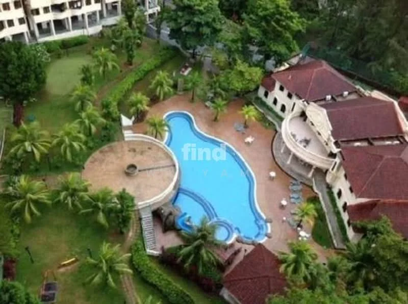 Exterior type: clubhouse; features: infinity pool, pool deck with loungers, landscaped garden, manicured lawn, palm trees, tropical landscaping, outdoor dining area, surrounding greenery, pathway leading to pool, covered seating area; style: tropical-modern.