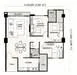 Floor plan: 3-bedroom 2-bathroom unit; features: open-plan kitchen-dining-living, master bedroom with ensuite bathroom, bedroom 2 with shared bathroom, utility room, balcony off living room, central foyer, 1 car porch, laundry area.