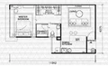 Floor plan: 2-bedroom 1-bathroom unit; features: open-plan kitchen-dining-living, master bedroom with ensuite bathroom, bedroom 2 with shared bathroom, utility room, central foyer, balcony off living room, 1 car porch.