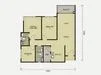 Floor plan: 2-bedroom 1-bathroom unit; features: open-plan kitchen-dining-living, master bedroom with ensuite bathroom, bedroom 2 with shared bathroom, utility room, balcony off living room, central foyer, 1 car porch.