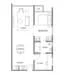 Floor plan: 2-bedroom 1-bathroom unit; features: open-plan kitchen-dining-living, master bedroom with ensuite bathroom, all bedrooms with windows, utility room, central foyer, balcony off living room, 1 car porch.
