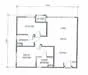 Floor plan: 2-bedroom 1-bathroom unit; features: open-plan kitchen-dining-living, master bedroom with ensuite bathroom, bedroom 2 with shared bathroom, utility room, central foyer, 1 car porch.