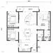 Floor plan: 3-bedroom 2-bathroom unit; features: open-plan kitchen-dining-living, master bedroom with ensuite bathroom, bedroom 2 with shared bathroom, utility room, laundry area, central foyer, balcony off living room, 2 car porch.