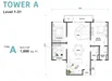 Floor plan: 2-bedroom 2-bathroom unit; features: open-plan kitchen-dining-living, master bedroom with ensuite bathroom, balcony off living room, utility room, central foyer, 2 car porch, 1,800 sqft built-up.