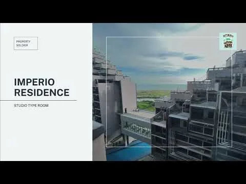 Exterior type: high-rise condominium; features: glass curtain wall, recessed balconies, infinity pool, pool deck with loungers, landscaped garden, modern architectural design; style: modern.