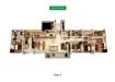 Floor plan: 4-bedroom 3-bathroom unit; features: open-plan kitchen-dining-living, master bedroom with ensuite bathroom, balcony off living room, utility room, laundry area, central foyer, 2 car porch, all bedrooms with windows, study or 5th bedroom, private terrace, wet kitchen, yard area.