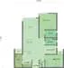 Floor plan: 2-bedroom 2-bathroom unit; features: open-plan kitchen-dining-living, master bedroom with ensuite bathroom, bedroom 2 with shared bathroom, utility room, balcony off living room, central foyer, 1 car porch.