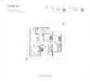 Floor plan: 3-bedroom 2-bathroom unit; features: open-plan kitchen-dining-living, master bedroom with ensuite bathroom, balcony off living room, utility room, laundry area, central foyer, 2 car porch.
