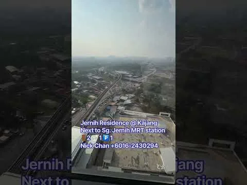 Exterior type: high-rise condominium; features: city skyline view, surrounded by urban landscape, near MRT station, multiple storeys visible, glass facade, balconies visible; style: modern.