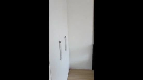 Room features: white walls, light wood flooring, built-in wardrobe with handles.