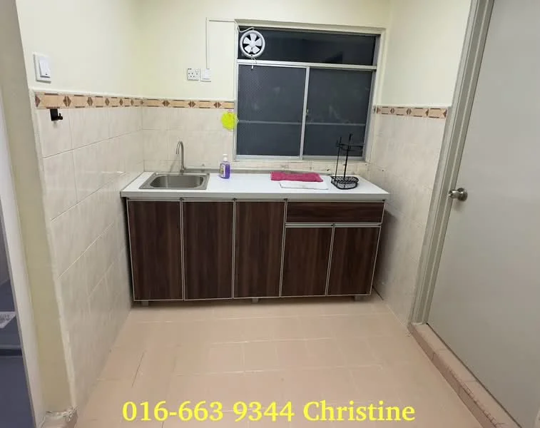 Kitchen features: single-bowl stainless-steel sink, chrome faucet, wood cabinetry with drawers, white countertop, tile backsplash, cream tiled walls, light-colored tiled flooring, window with security grill.