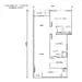 Floor plan: 2-bedroom 1-bathroom unit; features: open-plan kitchen-dining-living, master bedroom with ensuite bathroom, bedroom 2 with shared bathroom, utility room, balcony off living room, central foyer.